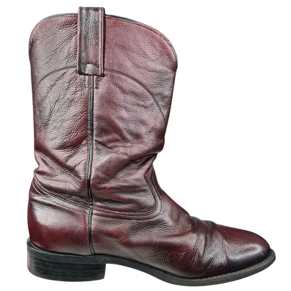 Vintage Dan Post Men’s Black Cherry Slouch Cowboy Boot Size US 9.5 D